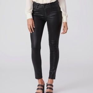 Paige Hoxton Ankle - Black Fog Luxe Coating Skinny Jeans